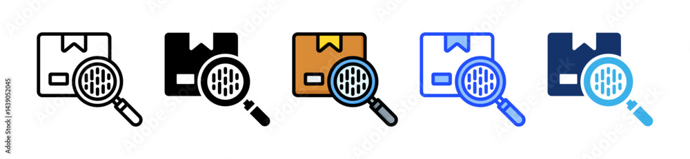 Poster shipping label icon collection with multiple styles