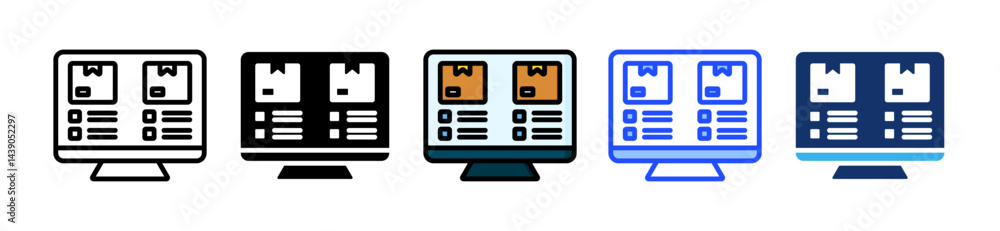 Poster inventory tracking icon collection with multiple styles