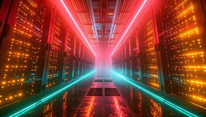 The server room is alive with technological rhythm.  