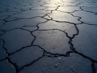 Close-Up of Asphalt Road Surface with Cracks