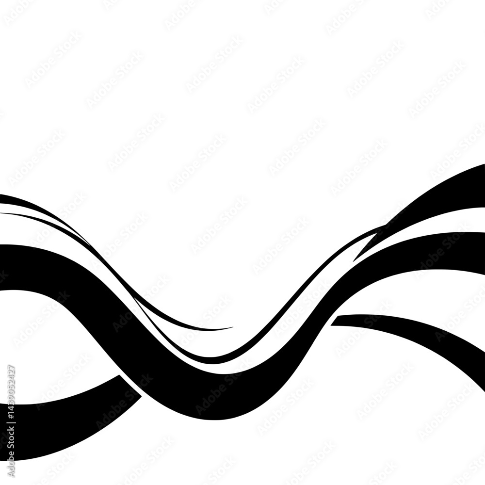 Poster elegant swirls: dynamic black flowing lines create a sense of motion, a simple yet captivating visua