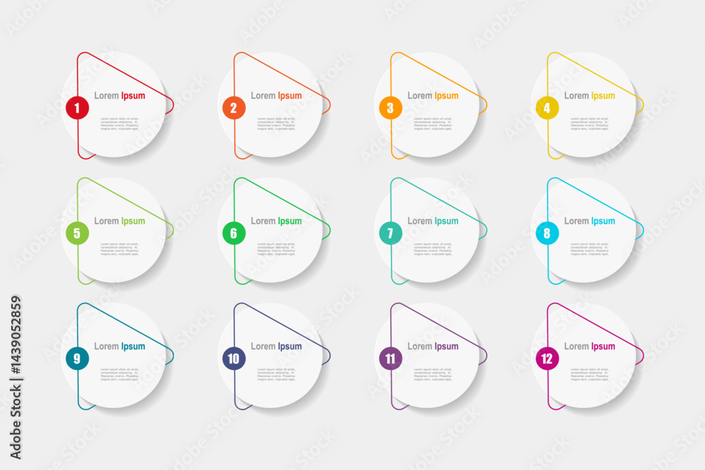 Canvas Prints business concept with 12 steps infographics, circle shape and multicolor label ,design for workflow 