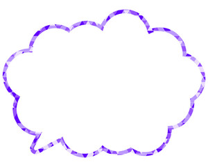 ステンドグラス風吹き出し　三角形模様　丸みのある雲形