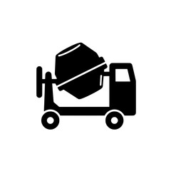 Concrete Mixer Silhouette: A striking black silhouette of a concrete mixer, a powerful symbol of construction and industry, poised against a clean backdrop.