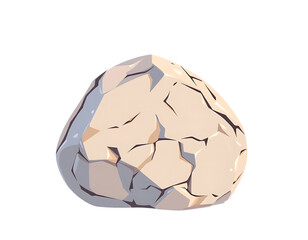 Stylized 3D Cartoon Rock with Cracks