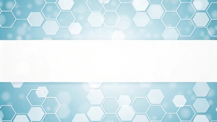 Abstract gradient Science technology and medical. Abstract hexagonal pattern on a blue background with a white central placeholder for text or graphics.