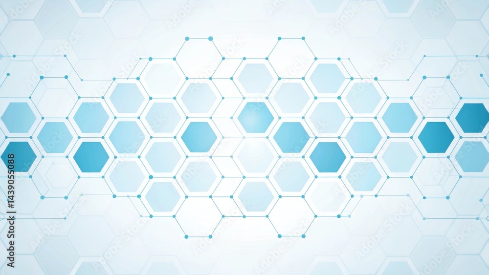 Poster abstract gradient science technology and medical. abstract hexagonal pattern in blue tones, ideal fo