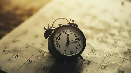 Vintage alarm clock on calendar - Powered by Adobe