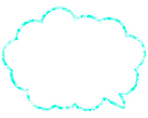 ステンドグラス風吹き出し　三角形模様　丸みのある雲形