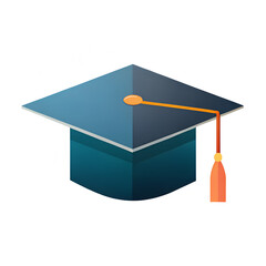 graduation cap and diploma on white