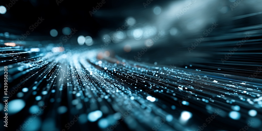 Poster Abstract Digital Background with Blue Lines and Binary Code Streams Representing Data Flow and High-Tech Visuals for Technology and Innovation Concepts