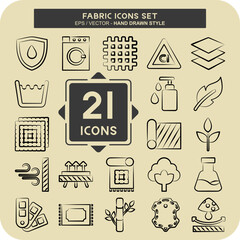 Icon Set Fabric. related to Education symbol. hand drawn style. design editable