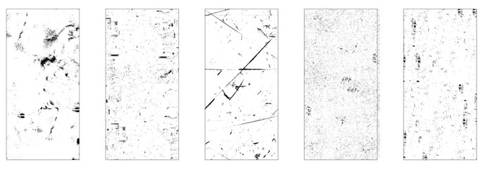 Set of fading wavy rectangular gradients. Dirty distress texture banners. Ink splatters. Grungy painted objects.
