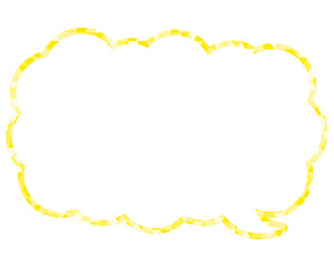 ステンドグラス風吹き出し　三角形模様　細長い雲形
