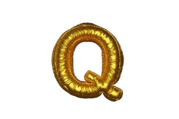gold Metal Balloon English Alphabet Letter Q white background. 3d Rendering