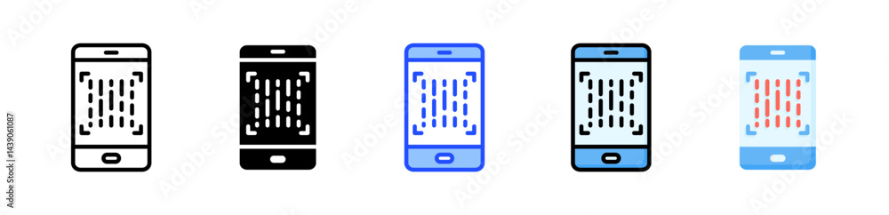 Poster barcode scanner icon collection with multiple styles