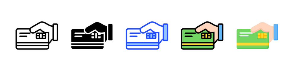 Credit Card Swipe Icon Collection With Multiple Styles