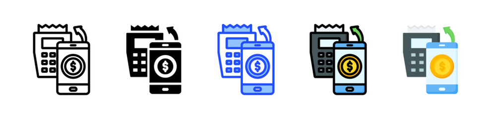 Contactless Payment Icon Collection With Multiple Styles