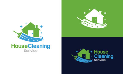 Home Cleaning Services logo design. Abstract house building vector design with Cleaning Services graphic icon symbol