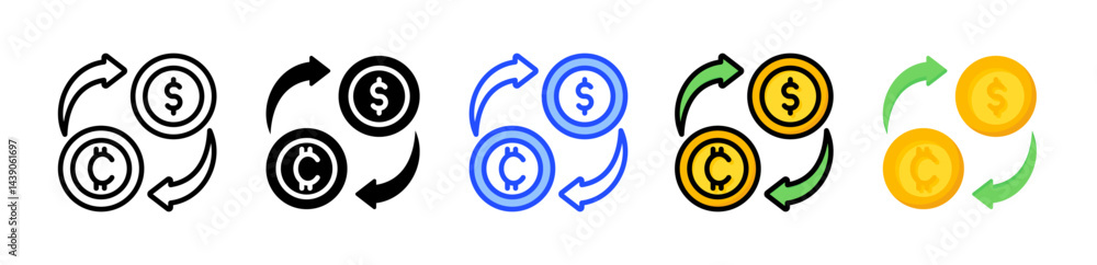 Poster cryptocurrency exchange icon collection with multiple styles