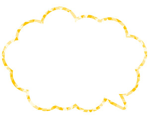 ステンドグラス風吹き出し　三角形模様　丸みのある雲形