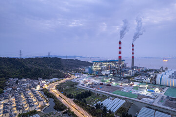 aerial view modern power station