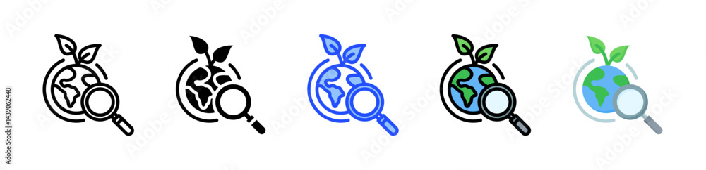 Poster environmental analysis icon collection with multiple styles