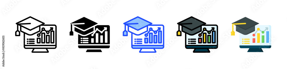 Poster education metrics icon collection with multiple styles