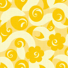 Fototapeta premium Golden yellow kasuri weaving with beige and white hues, seamless pattern.