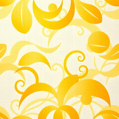 Fototapeta premium Golden yellow kasuri weaving with beige and white hues, seamless pattern.