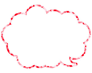 ステンドグラス風吹き出し　三角形模様　丸みのある雲形
