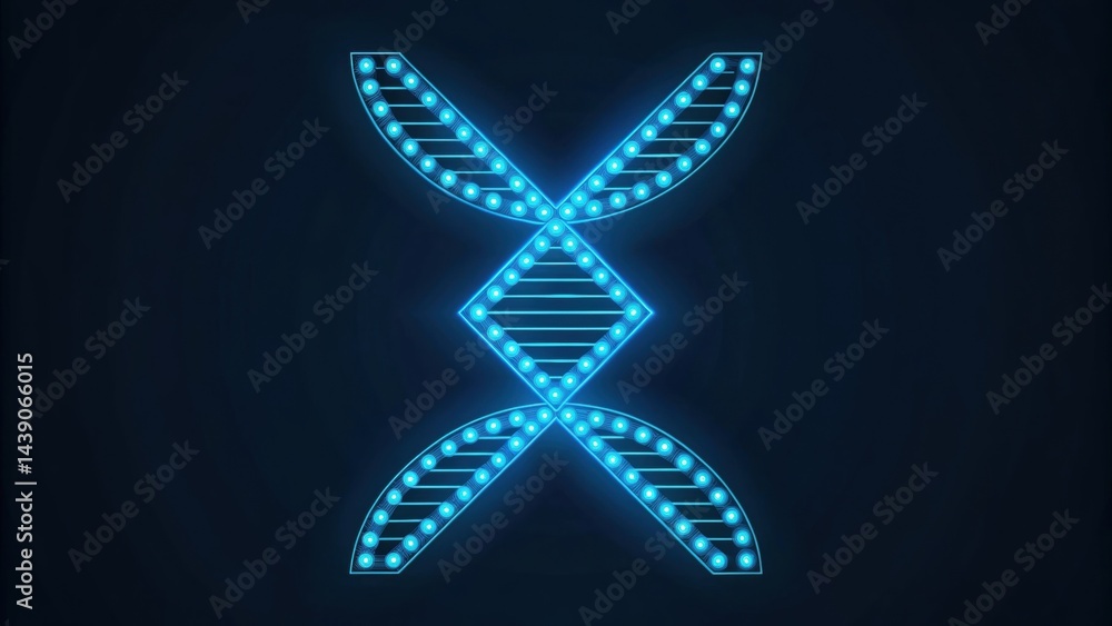 Poster abstract gradient science technology and medical. abstract dna design with glowing elements on a dar