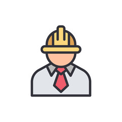 Obraz premium Construction worker colored icons, minimalist vector illustration ,simple transparent graphic element .Isolated on white background