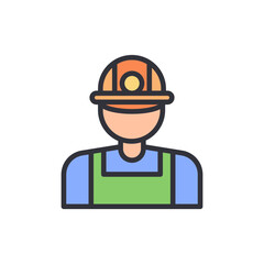 Construction worker colored icons, minimalist vector illustration ,simple transparent graphic element .Isolated on white background