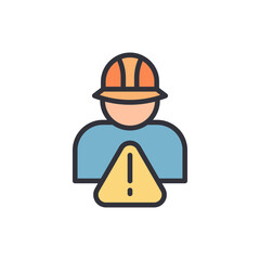 Construction worker colored icons, minimalist vector illustration ,simple transparent graphic element .Isolated on white background