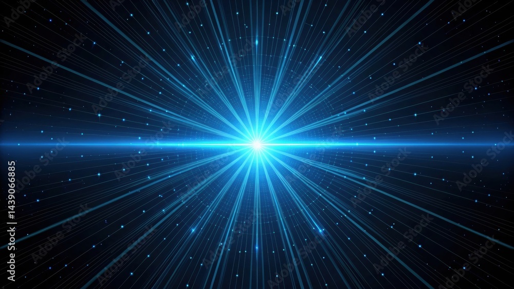 Poster abstract gradient science technology and medical. vibrant blue rays radiate from a central point, cr
