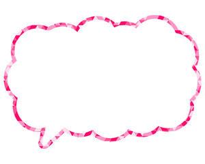 ステンドグラス風吹き出し　三角形模様　細長い雲形