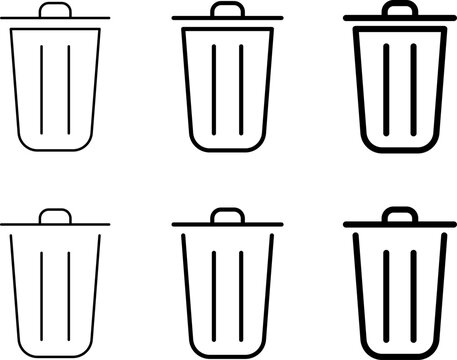 Delete icon set. recycle bin icon.  trash sign. Basket or remove symbol. recycle bin icon