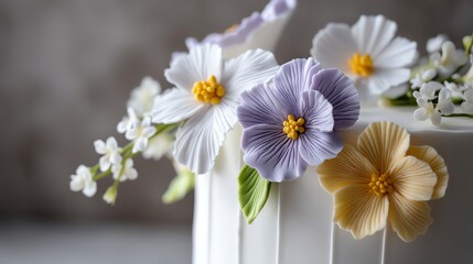 Fototapeta premium Floral Cake Decoration with Handmade Sugar Flowers for Celebration Event