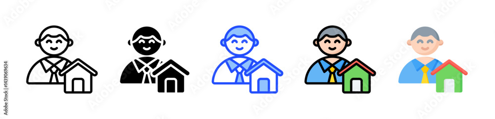 Poster agent icon collection with multiple styles