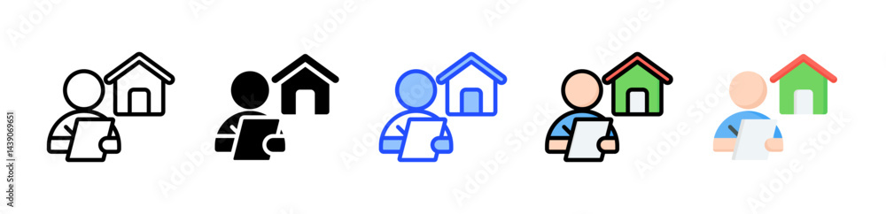 Poster inspection icon collection with multiple styles