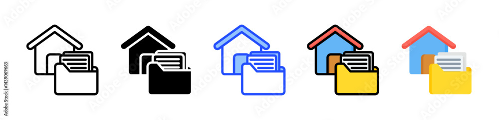 Poster portfolio icon collection with multiple styles