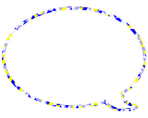 ステンドグラス風吹き出し　三角形模様　丸形