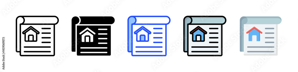 Poster news icon collection with multiple styles