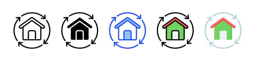 Sustainable Home Icon Collection With Multiple Styles