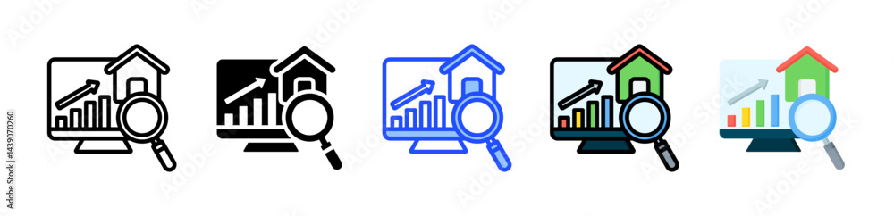 Poster analytics icon collection with multiple styles