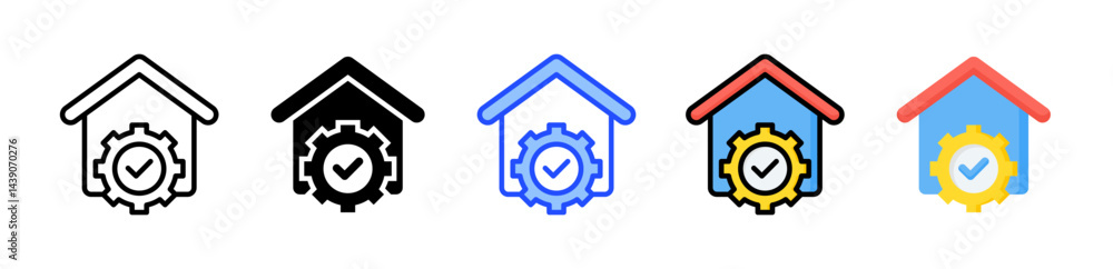 Poster property management icon collection with multiple styles