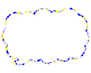 ステンドグラス風吹き出し　三角形模様　細長い雲形