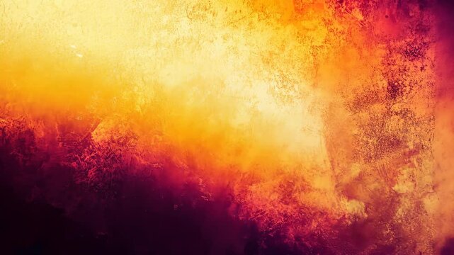 Abstract expressionism with orange, purple, and dark color blending in background