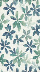 Floral pattern featuring green and blue leaves on light background, creating fresh and vibrant atmosphere. This design is perfect for home decor or textile applications